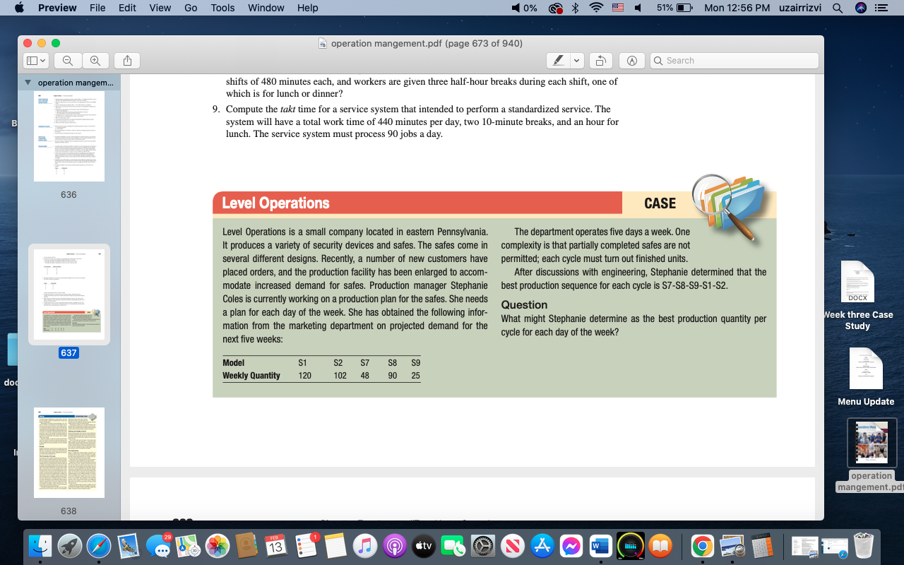 Solved operation mangement.pdf (page 673 of 940 ) shifts of | Chegg.com