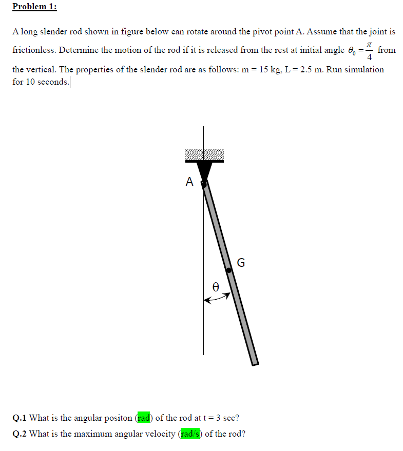 Problem 1 A Long Slender Rod Shown In Figure Belo Chegg Com