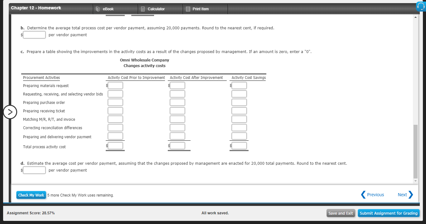 Solved Chapter 12 - Homework eBook Calculator E Print Item | Chegg.com