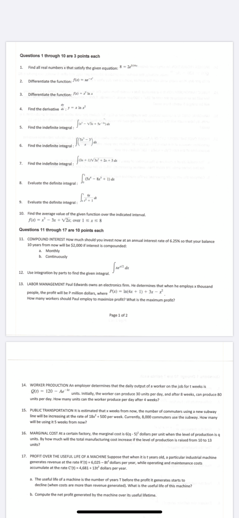 Solved Questions 1 Through 10 Are 3 Points Each 1 Find A Chegg Com