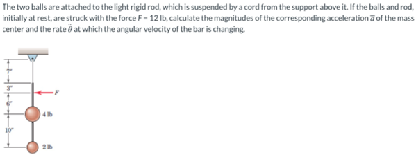 Solved The two balls are attached to the light rigid rod, | Chegg.com