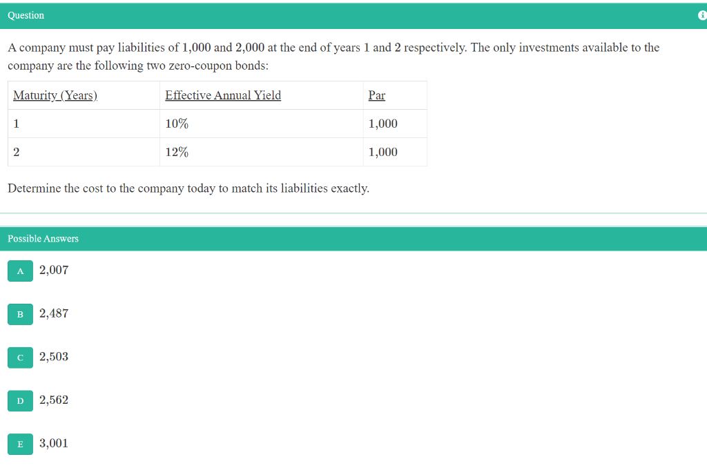 Solved Question A Company Must Pay Liabilities Of 1,000 And | Chegg.com