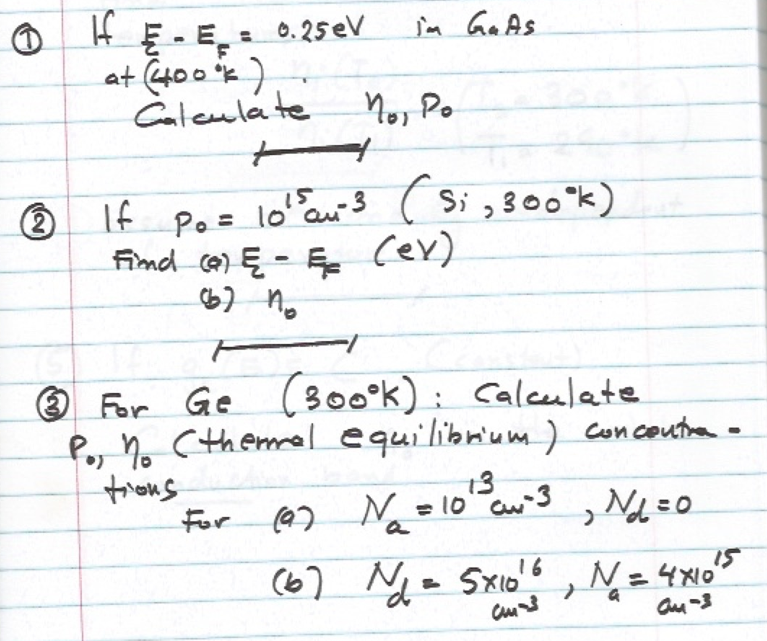 Solved 0 If E E 0 25ev In Gaas At Calculate No Po Chegg Com