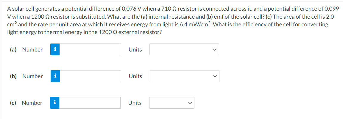 Solved A solar cell generates a potential difference of | Chegg.com