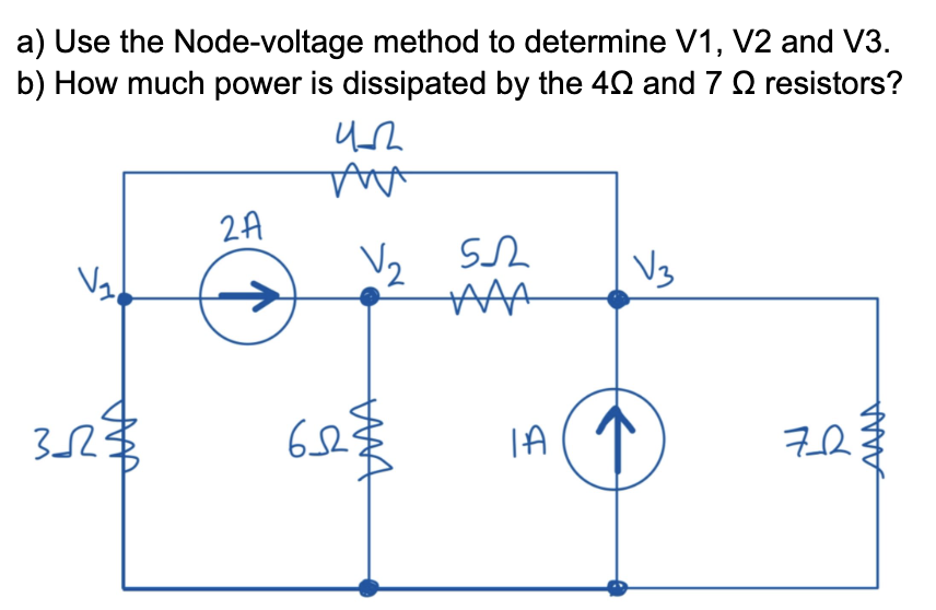 Solved A) Use The Node-voltage Method To Determine V1, V2 | Chegg.com