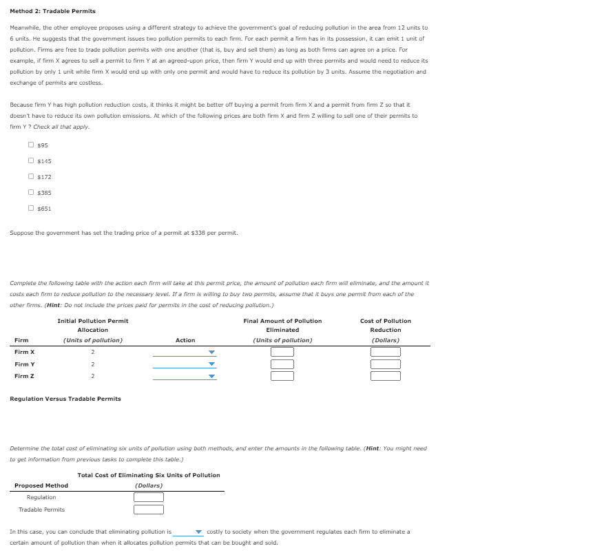 Solved Method 2: Tradable Permits Meanwhile, the other | Chegg.com