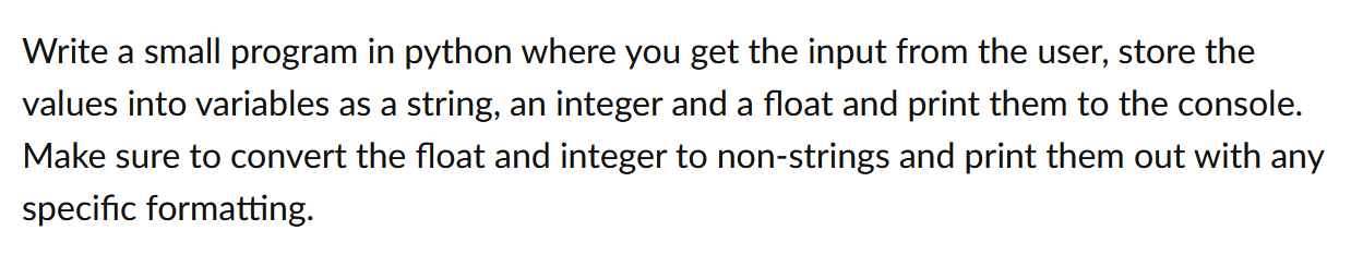 Solved Write a small program in python where you get the | Chegg.com