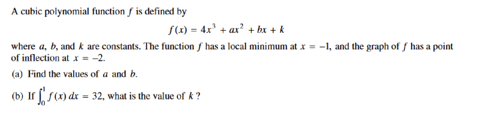 Solved = A cubic polynomial function f is defined by f(x) = | Chegg.com