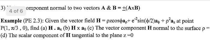 Solved Component normal to two vectors A & B = plusorminus | Chegg.com