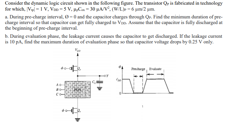 Solved Consider the dynamic logic circuit shown in the | Chegg.com