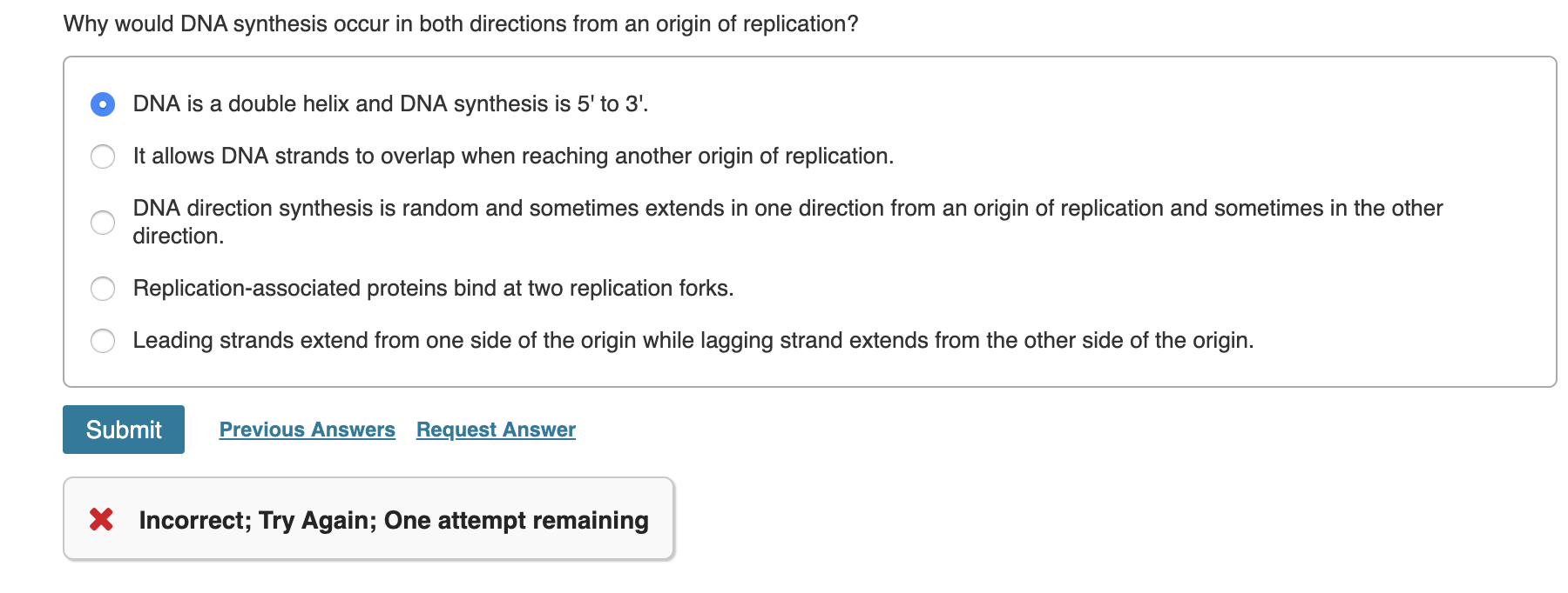 Solved Why would DNA synthesis occur in both directions from | Chegg.com