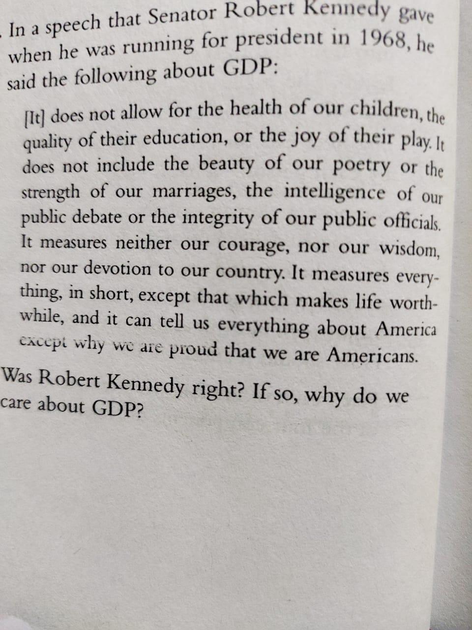 Solved In A Speech That Senator Robert Kennedy Gave When He | Chegg.com