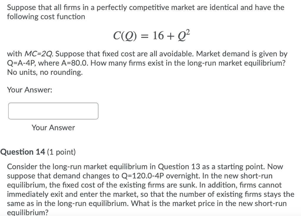 Solved Suppose that all firms in a perfectly competitive | Chegg.com