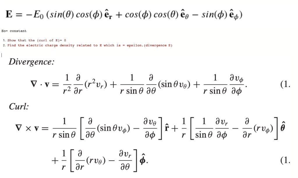 Solved Eo= constant Show that the (curl of E)= 0 Find the | Chegg.com