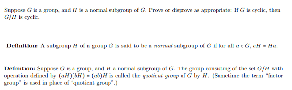 Solved Suppose G Is A Group, And H Is A Normal Subgroup Of | Chegg.com