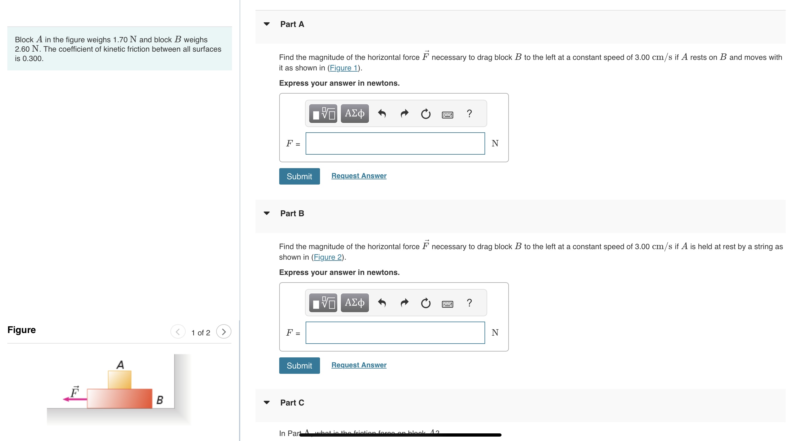 Solved Block A In The Figure Weighs 1.70 N And Block B | Chegg.com