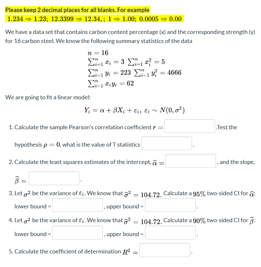 Solved Please Keep 2 Decimal Places For All Blanks For E Chegg Com