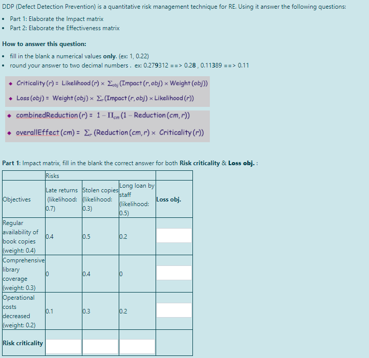 Solved . DDP (Defect Detection Prevention) is a quantitative