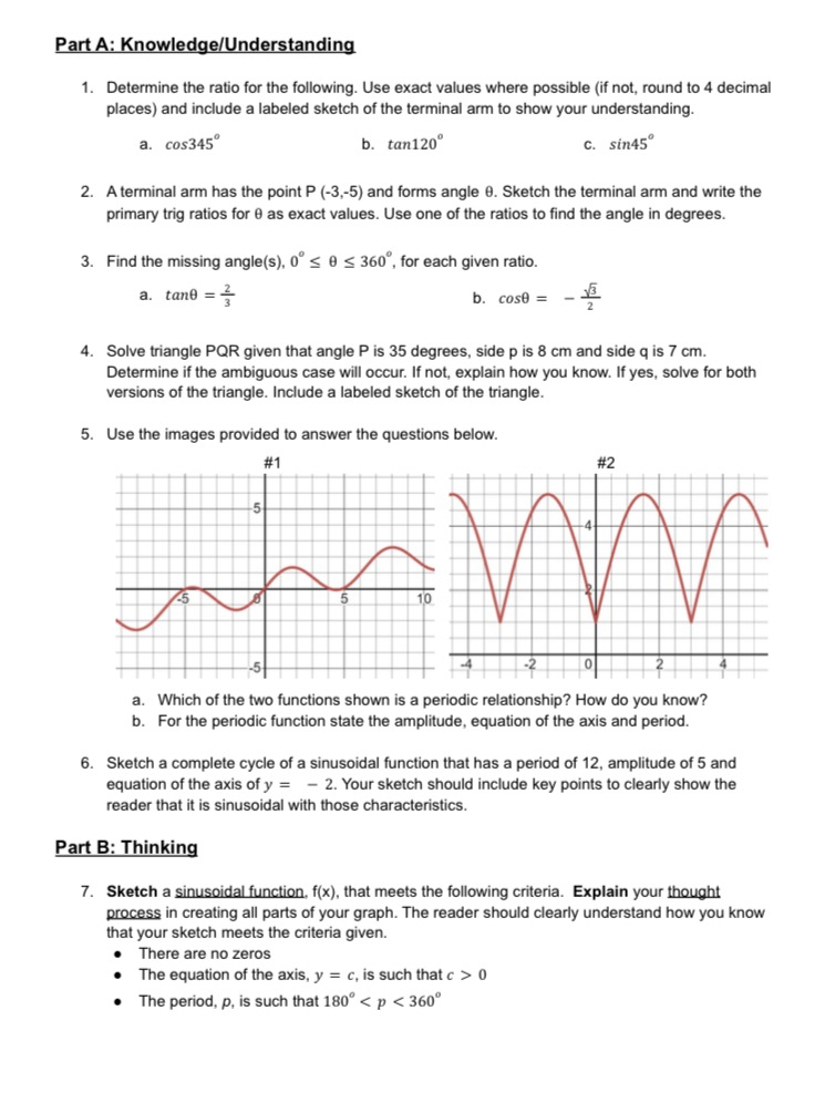 Solved Part A: Knowledge/Understanding 1. Determine the | Chegg.com