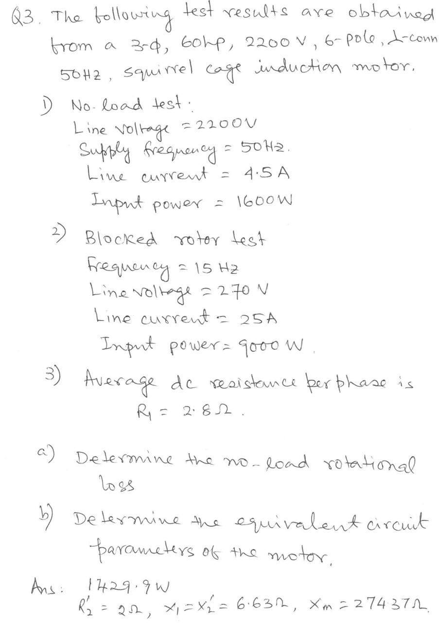 Q3. The following test results are obtained from a | Chegg.com