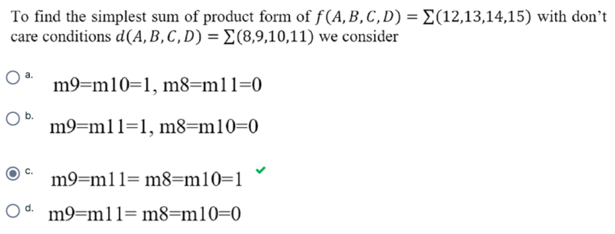 Solved To find the simplest sum of product form of | Chegg.com