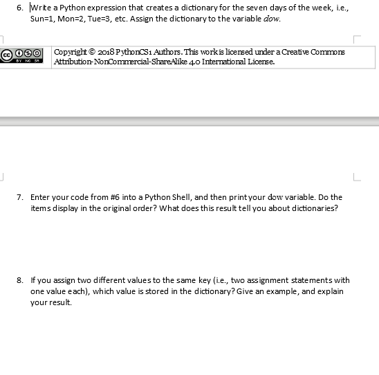 Solved In Python, a dictionary stores "key: volue" pairs. | Chegg.com