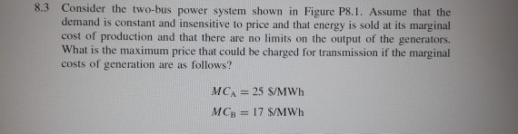 Solved 8.3 Consider the two-bus power system shown in Figure | Chegg.com