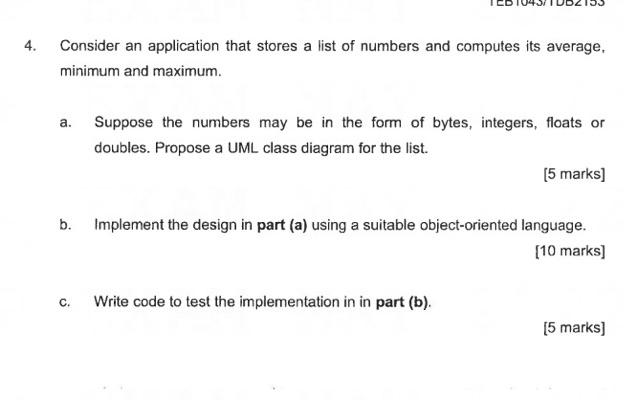 Solved Consider an application that stores a list of numbers | Chegg.com