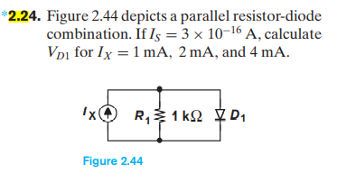 Solved 2.24. Figure 2.44 depicts a parallel resistor-diode | Chegg.com