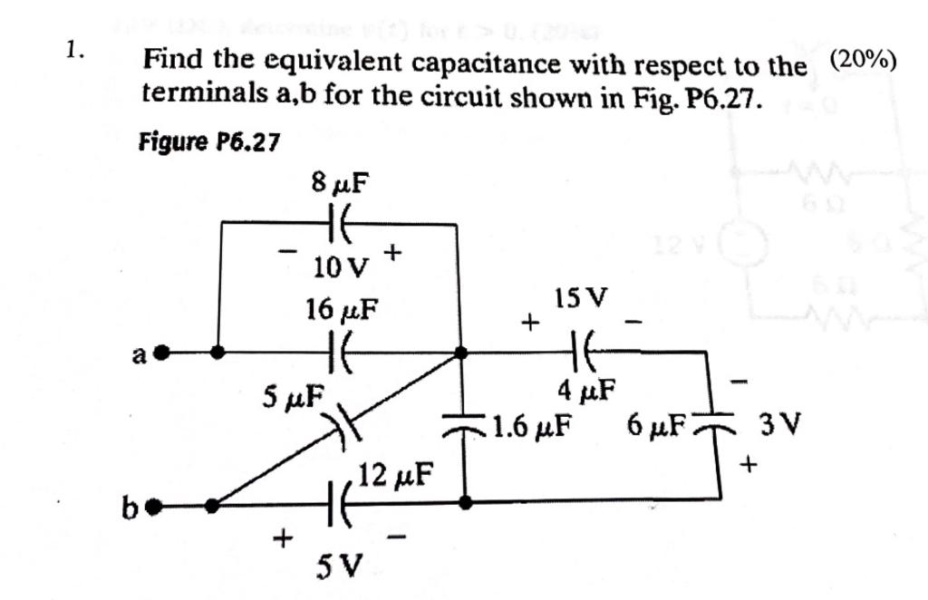 Solved Find The Equivalent Capacitance With Respect To The | Chegg.com