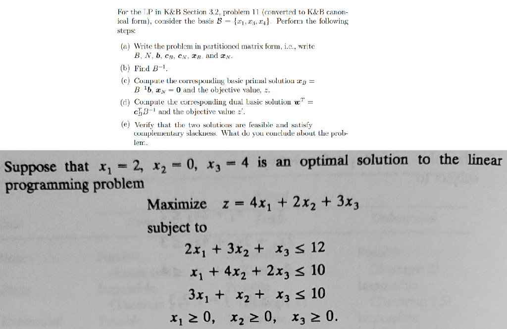 Solved For The LP In K&B Section 3.2, Problem 11 (converted | Chegg.com