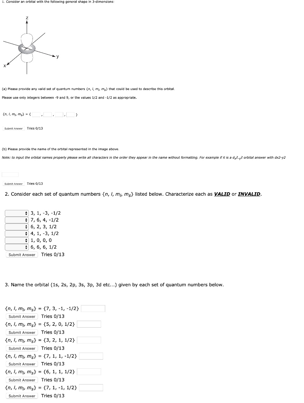 Solved 1. Consider an orbital with the following general | Chegg.com