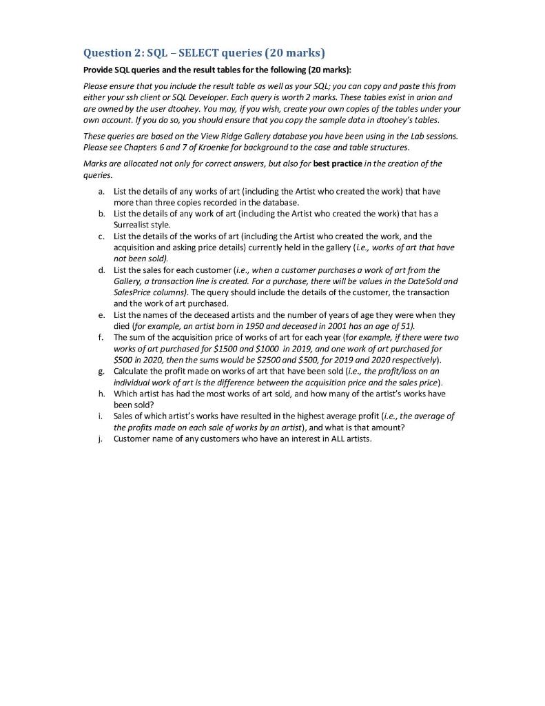 Solved Question 1 Relational algebra (20 marks) You are