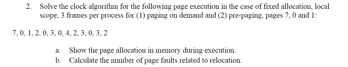 Solved 2. Solve the clock algorithm for the following page | Chegg.com
