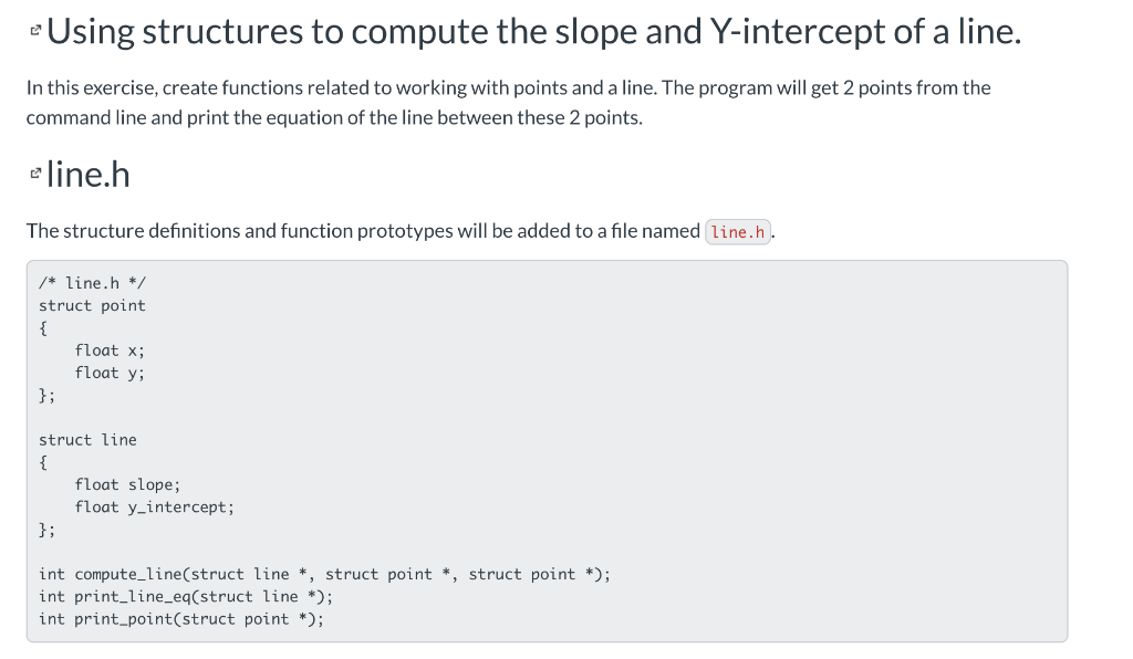 Solved C programming language slope and y intercept of line | Chegg.com