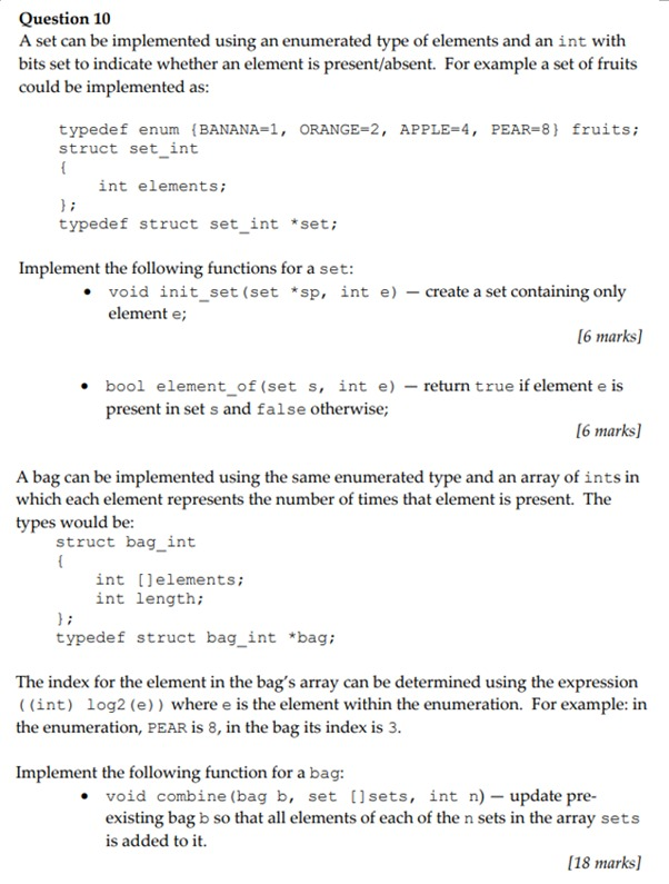 Solved Question 10 A set can be implemented using an | Chegg.com
