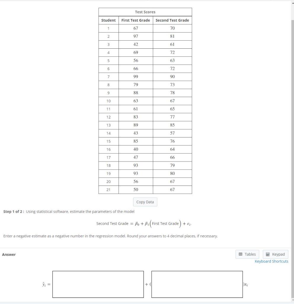 Solved Test Scores First Test Grade Second Test Grade