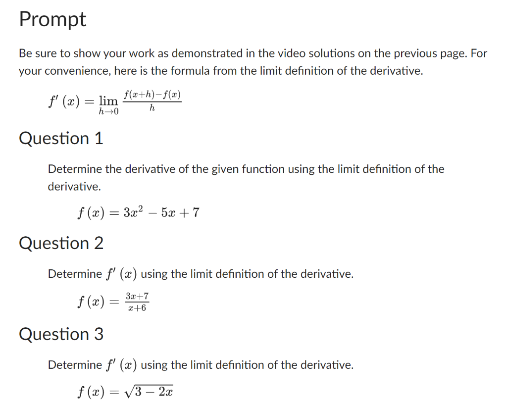 Solved Be sure to show your work as demonstrated in the | Chegg.com