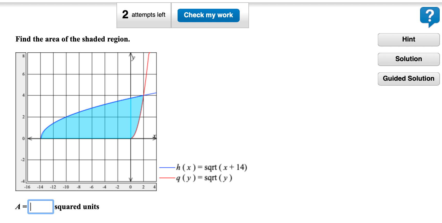 Solved 2 attempts left Check my work ? Find the area of the | Chegg.com