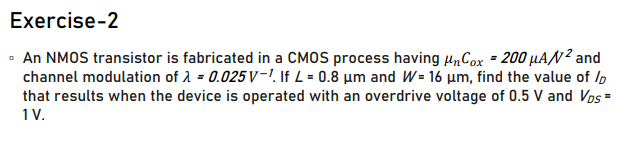 Solved An NMOS transistor is fabricated in a 0.2 \mu m | Chegg.com