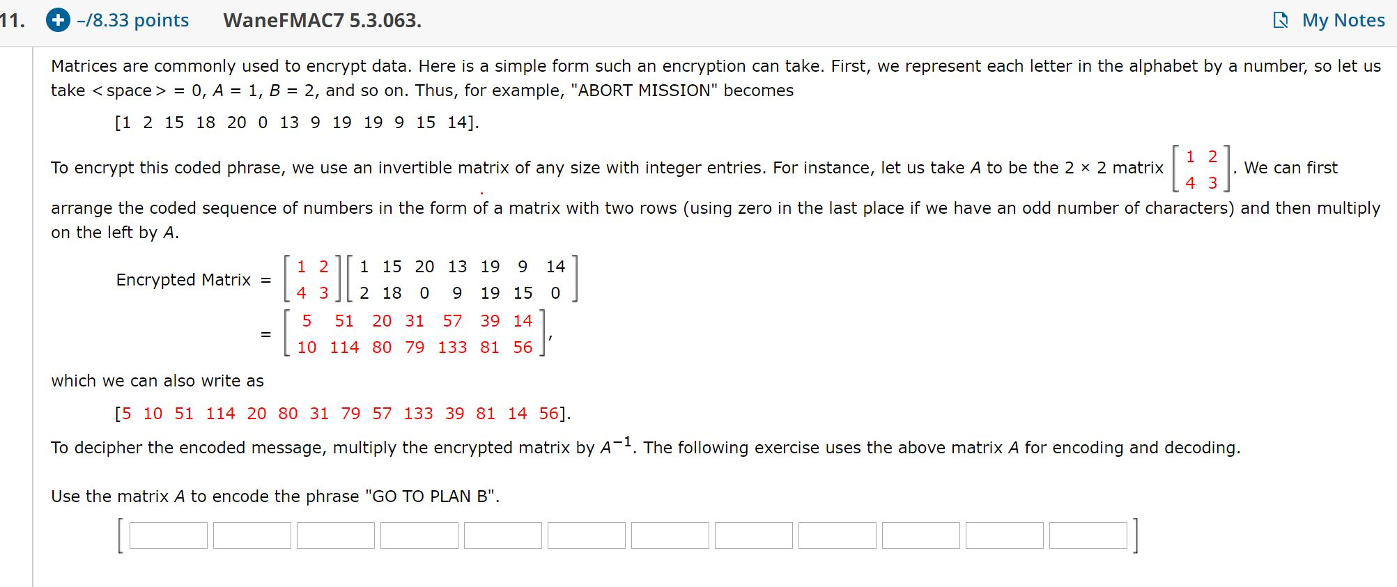 Solved 11. + -18.33 points WaneFMAC7 5.3.063. My Notes | Chegg.com