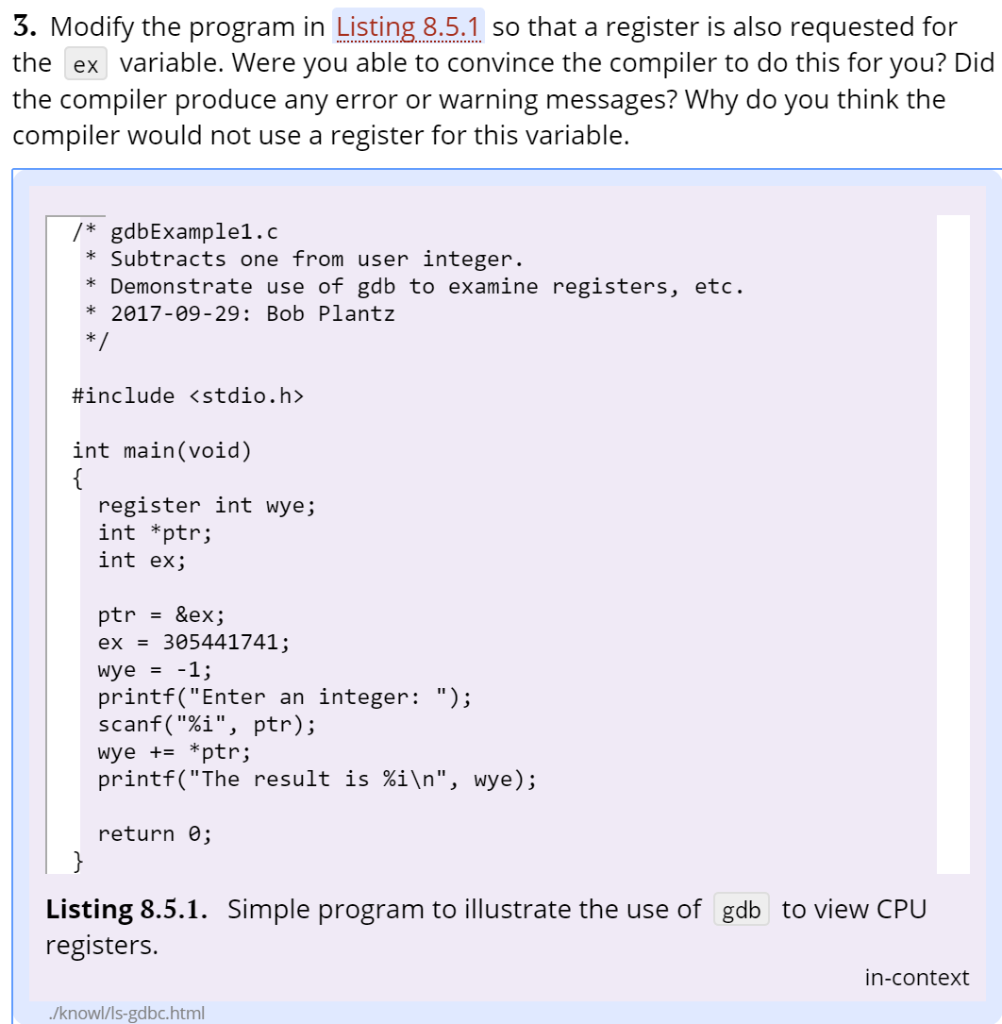 1. Enter the program in Listing 8.5.1 and trace | Chegg.com