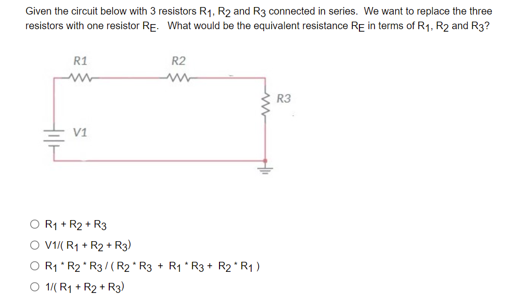 Solved Given the circuit below with 3 resistors R1,R2 and R3