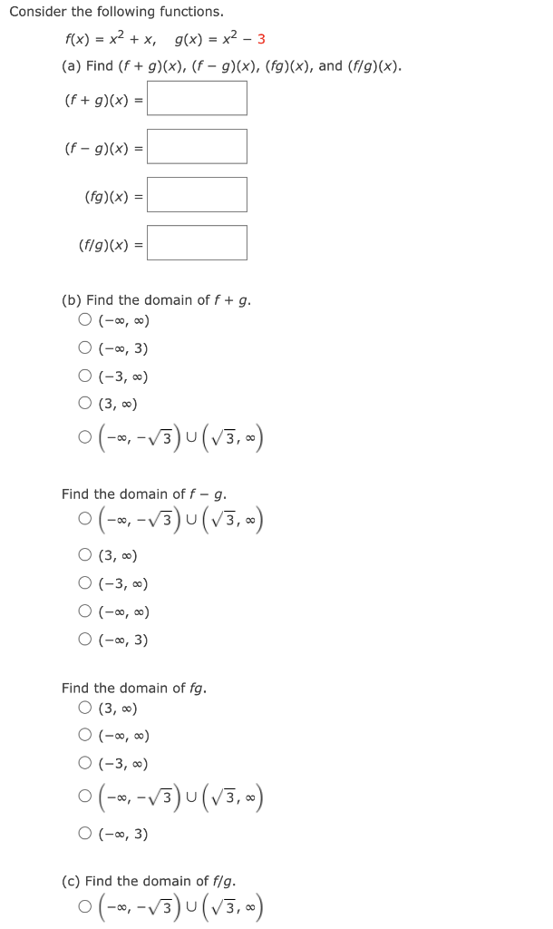 Solved Consider The Following Functions F X X2 X G X