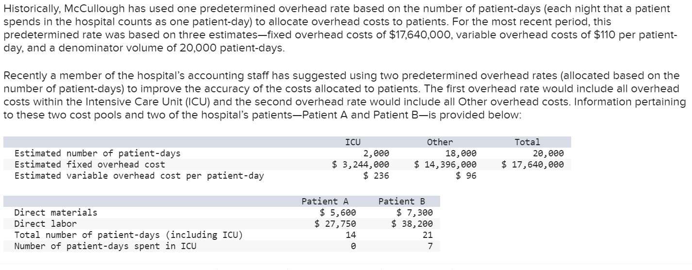 Historically, McCullough has used one predetermined