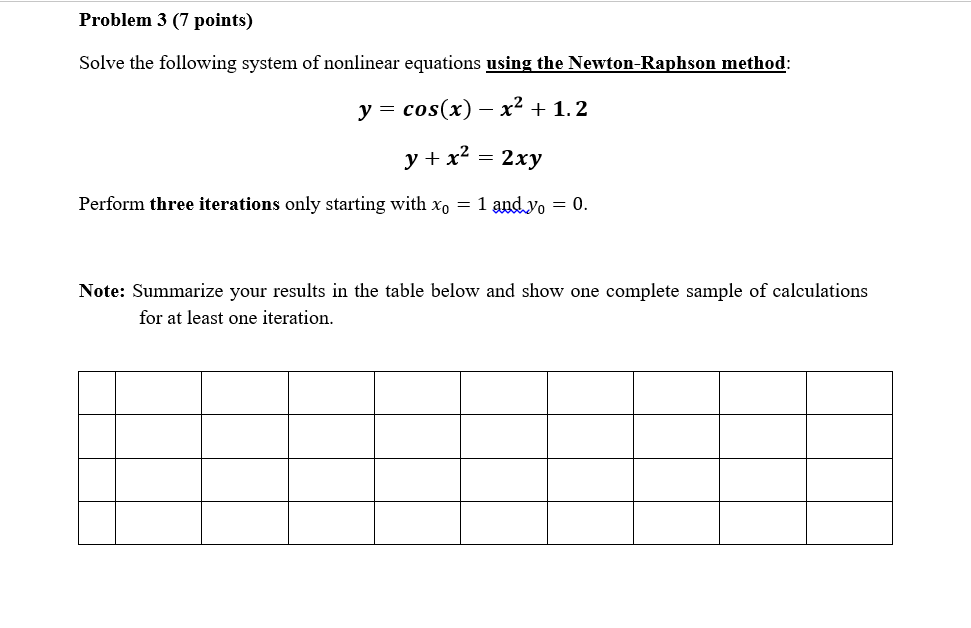 Solved Problem 3 (7 points) Solve the following system of | Chegg.com