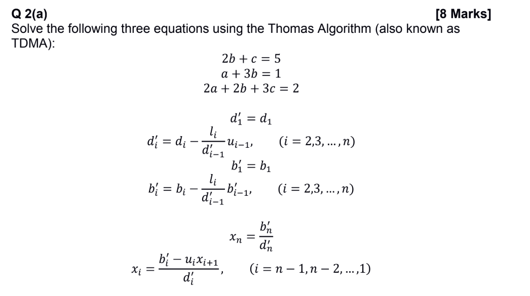 Solved Q 2(a) [8 Marks] Solve the following three equations | Chegg.com