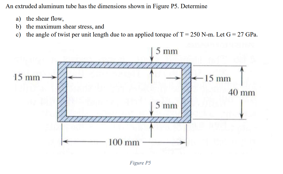 Solved An extruded aluminum tube has the dimensions shown in | Chegg.com