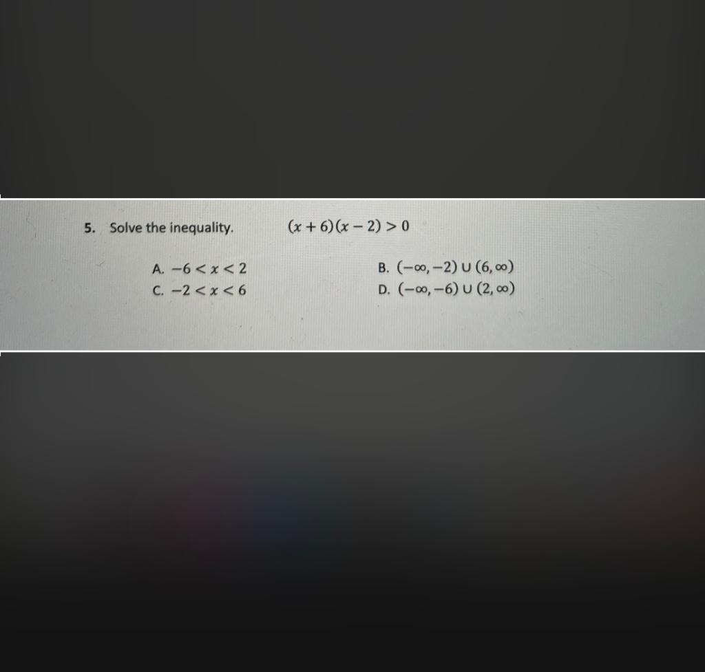 solve the inequality x2 x 6 0