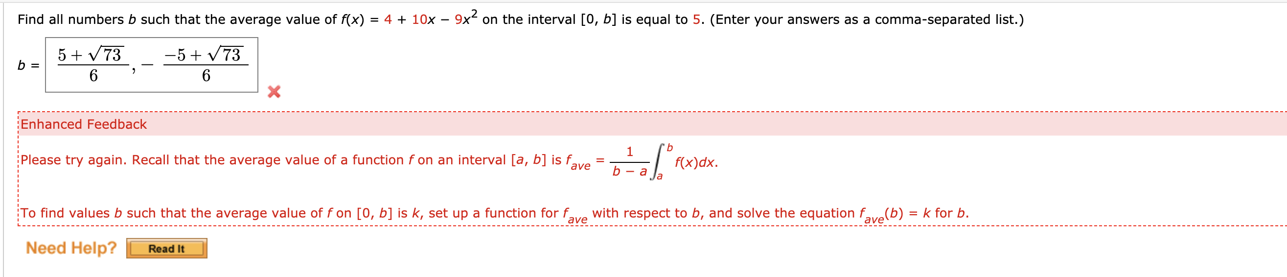 Solved Find All Numbers B Such That The Average Value Of | Chegg.com